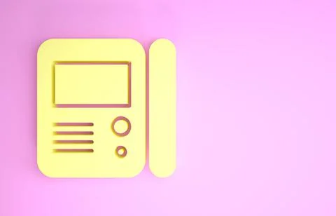 Yellow House intercom system icon isolated on pink background. Minimalism con Stock Illustration
