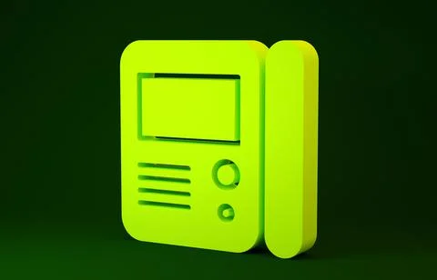Yellow House intercom system icon isolated on green background. Minimalism co Stock Illustration
