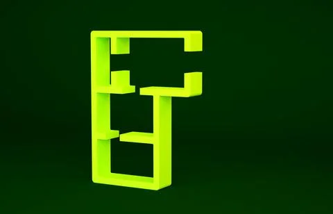 Yellow House plan icon isolated on green background. Minimalism concept. 3d i Stock Illustration