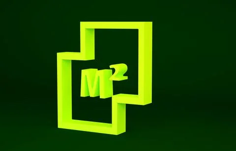 Yellow House plan icon isolated on green background. Minimalism concept. 3d i Stock Illustration