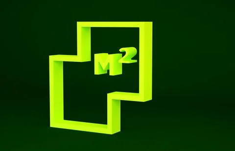 Yellow House plan icon isolated on green background. Minimalism concept. 3d i Stock Illustration