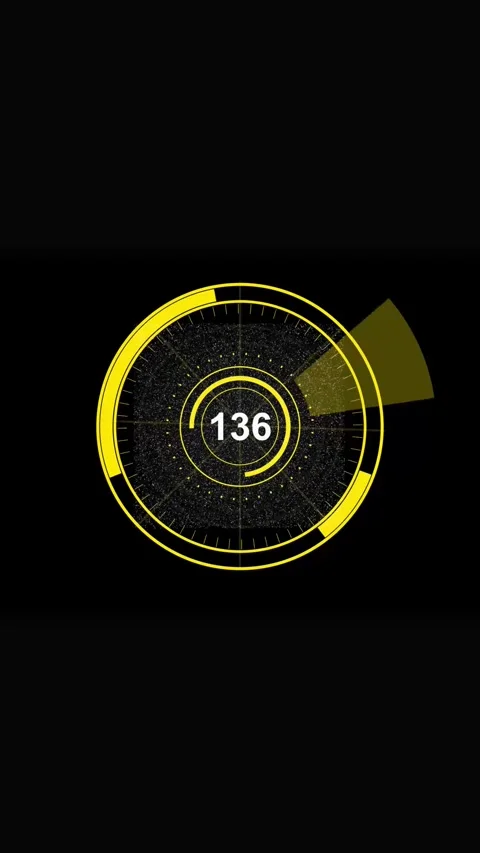 Yellow hud digital interface animated circle counter sixty nine sci-fi tech.. Stock Footage 321722043