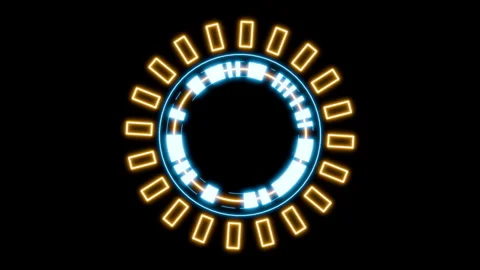 Yellow HUD element or aim target ring seamless loop 3d render. Analysing data, 動画素材 289034484
