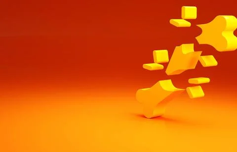 Yellow Human broken bone icon isolated on orange background. Minimalism conce Stock Illustration