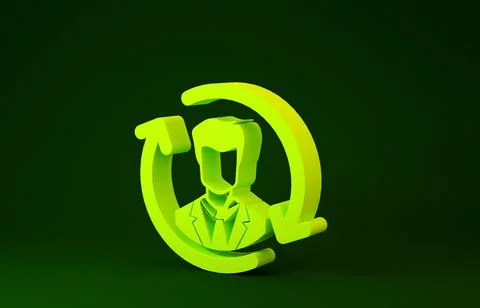 Yellow Human resources icon isolated on green background. Concept of human re Stock Illustration