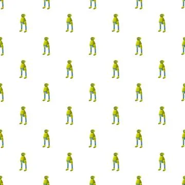 Yellow humanoid robot figures seamless repeating pattern Stock Illustration