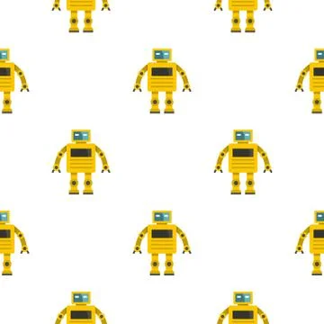 Yellow humanoid robot pattern seamless Stock Illustration