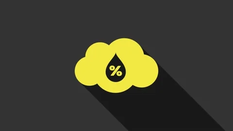 Yellow Humidity icon isolated on grey background. Weather and meteorology, cloud Stock Footage 147695348