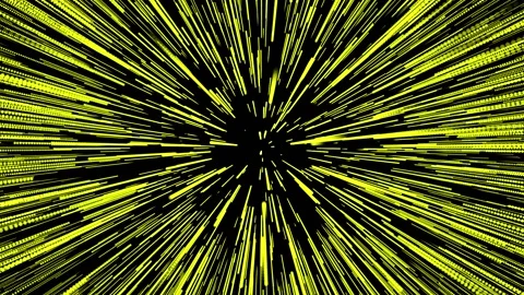 Yellow hyperdrive on a black background, stars Stock Footage 169729772