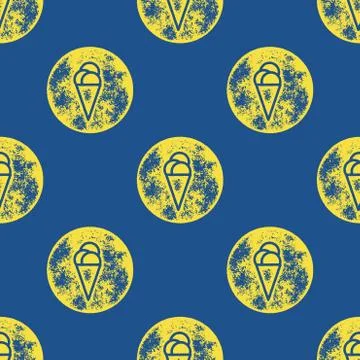 Yellow Ice Cream Pattern on Blue Background Stock Illustration
