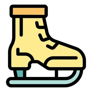 Yellow ice skate with sharp metal blade for winter sports and recreation Stock Illustration