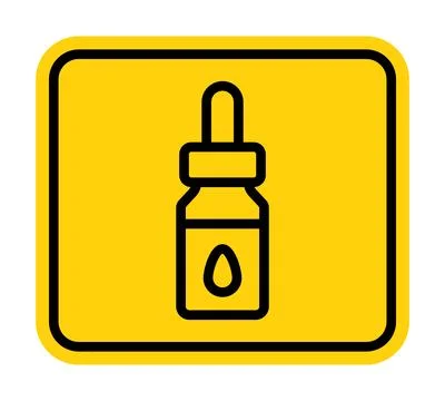 Yellow Icon of Dropper Bottle with Clear Liquid on Simple Background Stock Illustration
