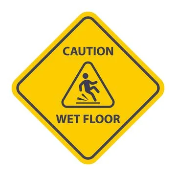 Yellow icon slippery floor. be careful Stock Illustration
