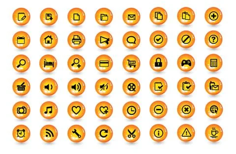 Yellow icons set Stock Illustration