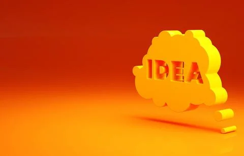 Yellow Idea, speech bubble icon isolated on orange background. Message speech Illustrazione stock