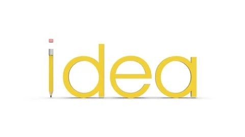 Yellow Idea Text With Pencil concept 3D Rendering Stock Footage 121685423