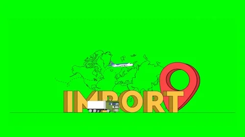 Yellow Import Text in Bold Letters Illustrated With World Map and Location .. Vidéo 333372657