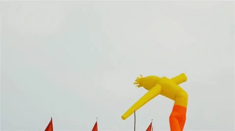 Yellow Inflatable Air Man Dancing Stock Footage 18160183