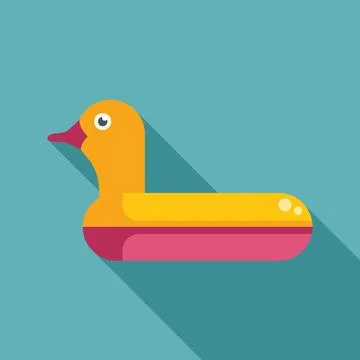Yellow inflatable duck floating on turquoise water, summer fun concept Ilustración de archivo