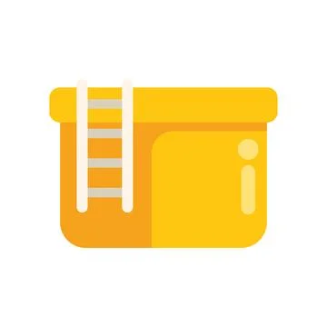 Yellow inflatable pool with white ladder for summer relaxation Stock Illustration