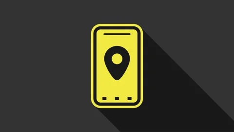 Yellow Infographic of city map navigation icon isolated on grey background Stock Footage 147697474