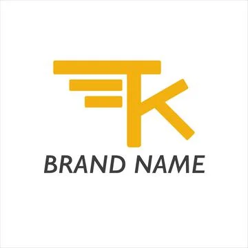 Yellow initials TK with an abstract wing made of stripes, the effect of speed Stock Illustration