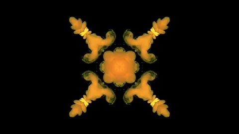 Yellow ink forms abstract kaleidoscopic patterns Stock Footage 318068718