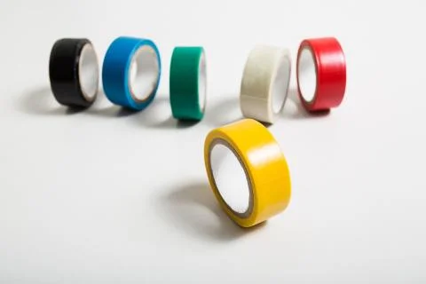 Yellow  insulating tape roll Stock Photos