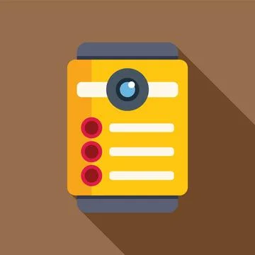Yellow intercom with camera displaying contact list Stock Illustration