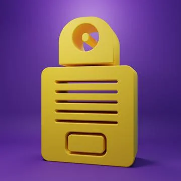 Yellow Intercom icon isolated on purple background. Minimalism concept. 3D .. Stockillustratie