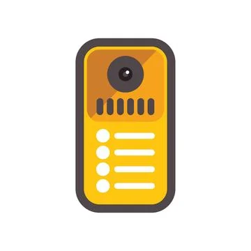 Yellow intercom showing empty list and camera lens icon Stock Illustration