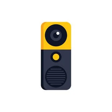 Yellow intercom system for apartment building security access Ilustración de archivo