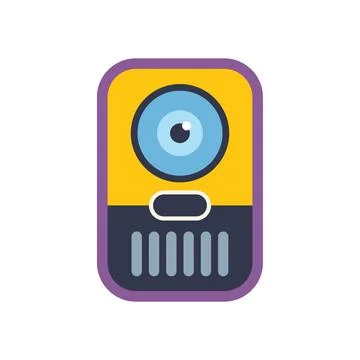 Yellow intercom system with big blue eye is observing Stock Illustration