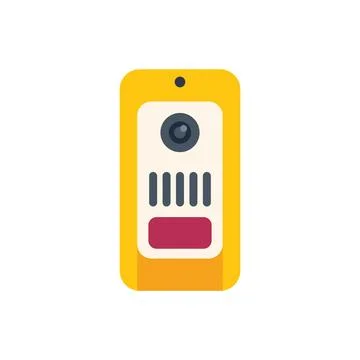 Yellow intercom system with camera showing security features Stock Illustration