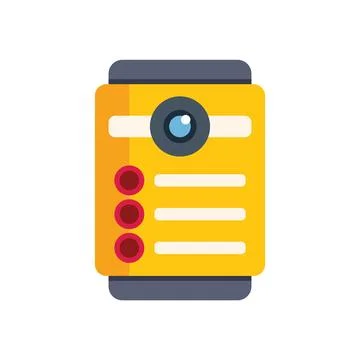Yellow intercom system displaying information and options Stock Illustration