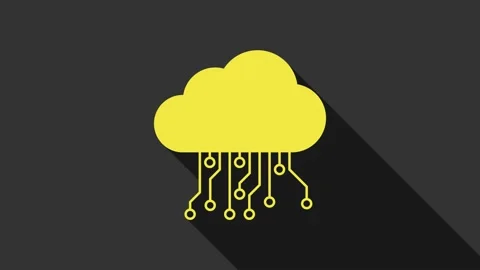 Yellow Internet of things icon isolated on grey background. Cloud computing Video stock 147695432