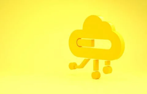 Yellow Internet of things icon isolated on yellow background. Cloud computing Stock Illustration