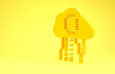 Yellow Internet of things icon isolated on yellow background. Cloud computing Stock Illustration