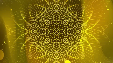 Yellow intricate geometric pattern with golden glow. Stock Footage 280689148