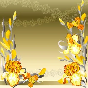 Yellow iris flowers design. Stock Illustration