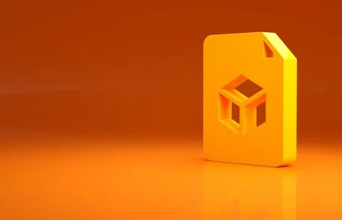 Yellow Isometric cube file icon isolated on orange background. Geometric cubes Stock Illustration