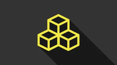 Yellow Isometric cube icon isolated on grey background. Geometric cubes solid Stock Footage 147691884