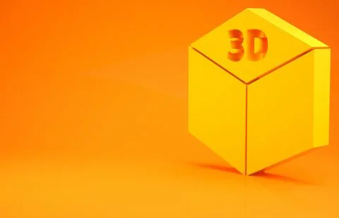 Yellow Isometric cube icon isolated on orange background. Geometric cubes sol Stock Illustration