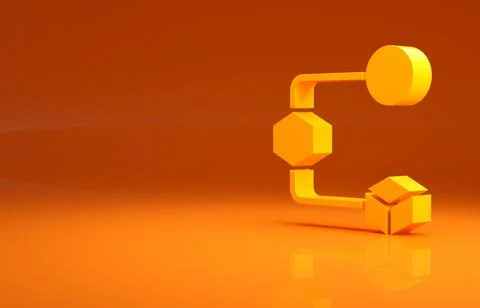 Yellow Isometric cube icon isolated on orange background. Geometric cubes solid Stock Illustration