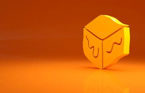Yellow Isometric cube icon isolated on orange background. Geometric cubes solid Stock Illustration