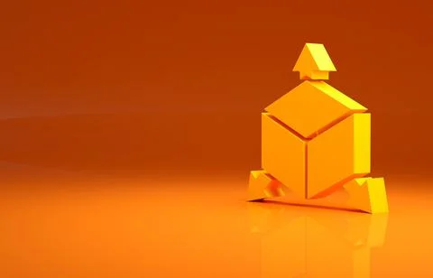 Yellow Isometric cube icon isolated on orange background. Geometric cubes solid Stock Illustration