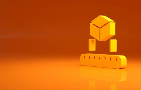 Yellow Isometric cube icon isolated on orange background. Geometric cubes solid Stock Illustration