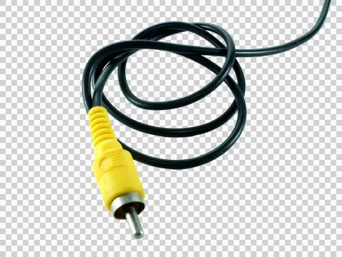 Yellow jack plug isolated on transparent background. Stock Photos