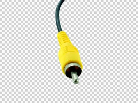 Yellow jack plug isolated on transparent background. Stock Photos