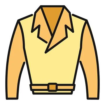 Yellow jacket clothing item flat line icon Stock Illustration